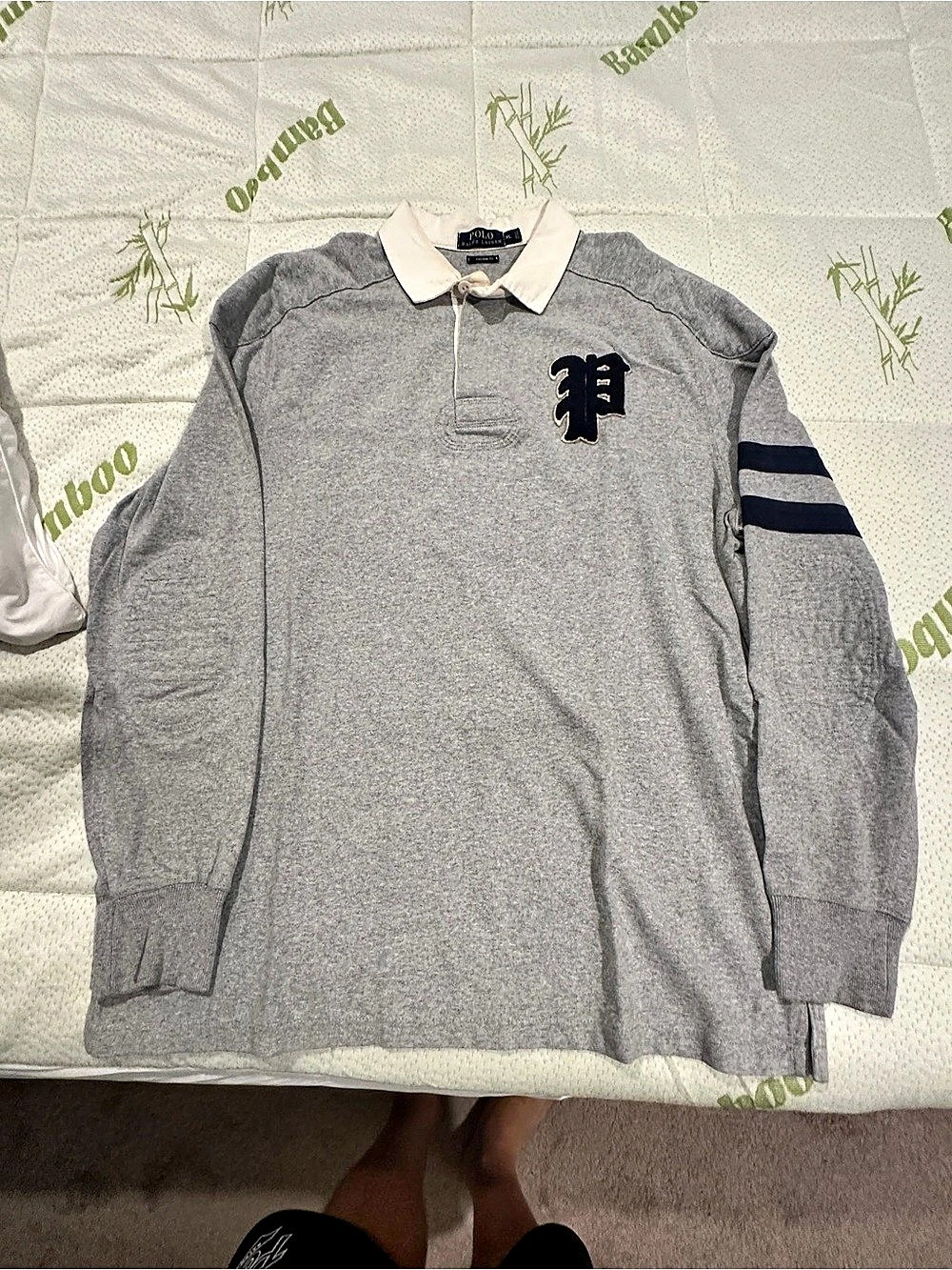 Polo Ralph Lauren Custom Fit rugby polo Rugby Polo Gray White XL Like New